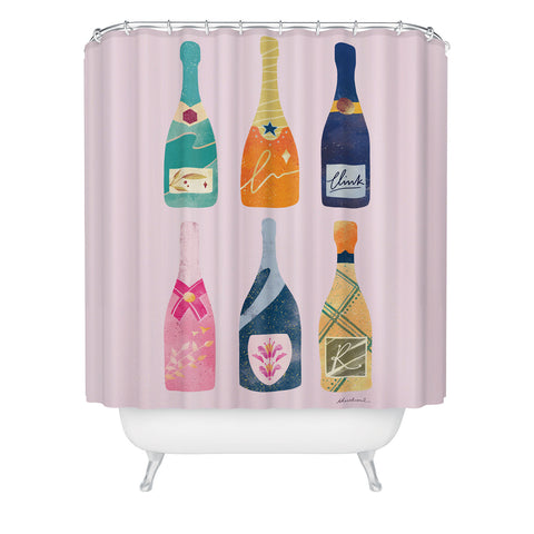 Thearticsoul Champagne Bottles Pink Shower Curtain