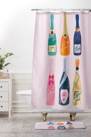 Thearticsoul Champagne Bottles Pink Shower Curtain And Mat