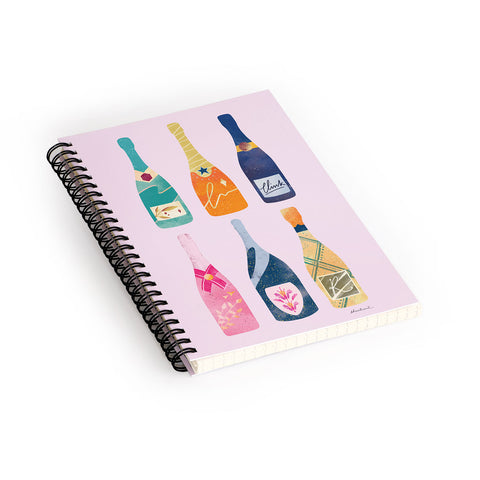 Thearticsoul Champagne Bottles Pink Spiral Notebook