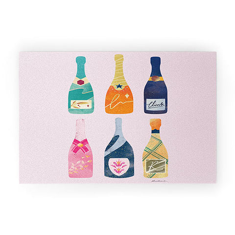Thearticsoul Champagne Bottles Pink Welcome Mat