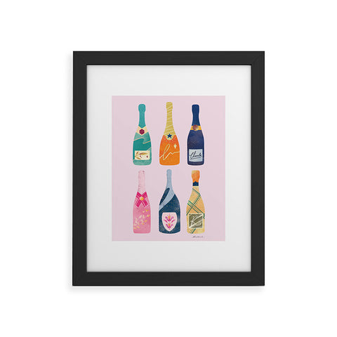 Thearticsoul Champagne Bottles Pink Framed Art Print