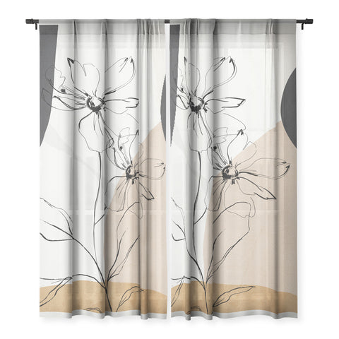 ThingDesign Abstract Art Minimal Flowers Sheer Non Repeat
