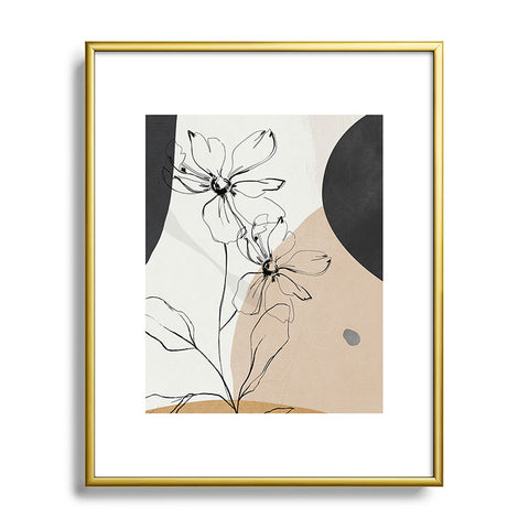 ThingDesign Abstract Art Minimal Flowers Metal Framed Art Print