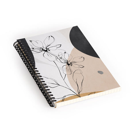ThingDesign Abstract Art Minimal Flowers Spiral Notebook