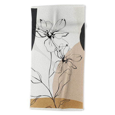 ThingDesign Abstract Art Minimal Flowers Beach Towel