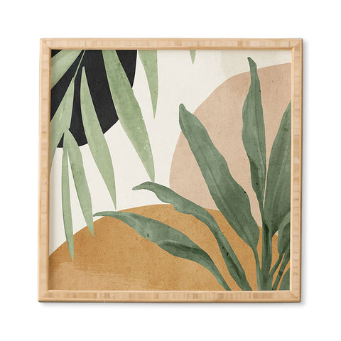 ThingDesign Abstract Art Tropical Leaves 4 Framed Wall Art