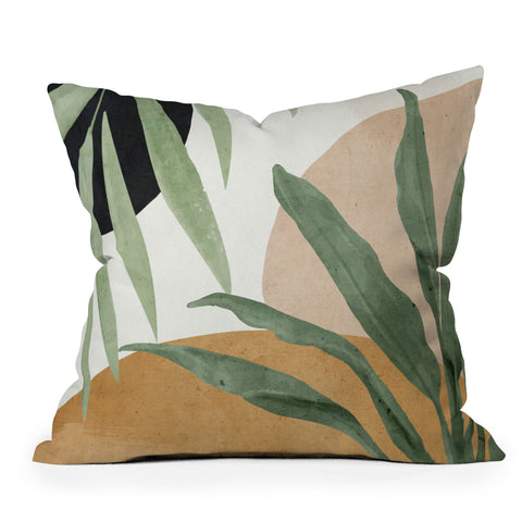 ThingDesign Abstract Art Tropical Leaves 4 Throw Pillow
