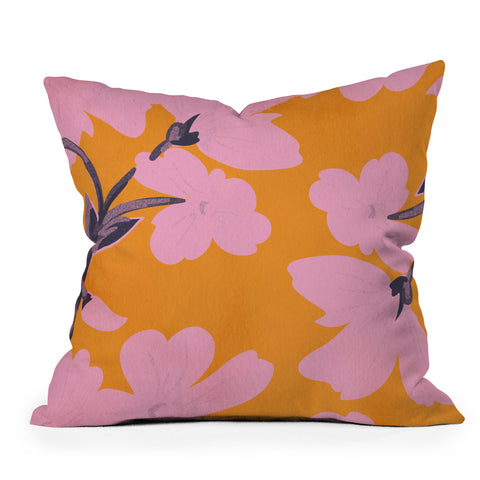 ThingDesign Abstract Minimal Flowers 18 Throw Pillow
