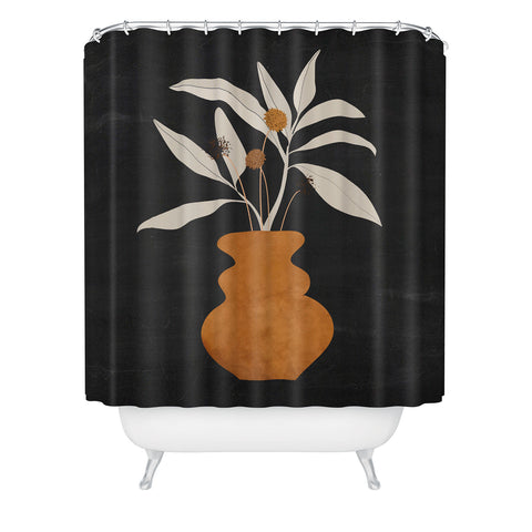 ThingDesign Minimal Abstract Art Vase Plant 11 Shower Curtain
