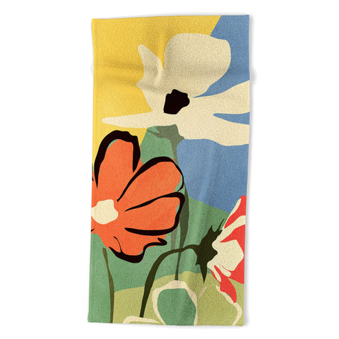 ThingDesign Modern Abstract Art Flowers 14 Beach Towel