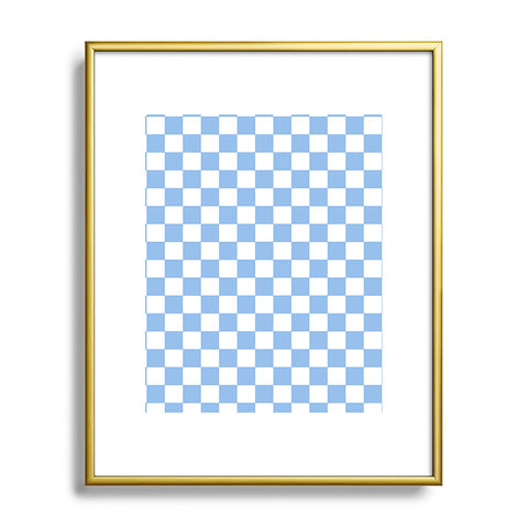 Tiger Spirit Checkerboard Light Blue Metal Framed Art Print