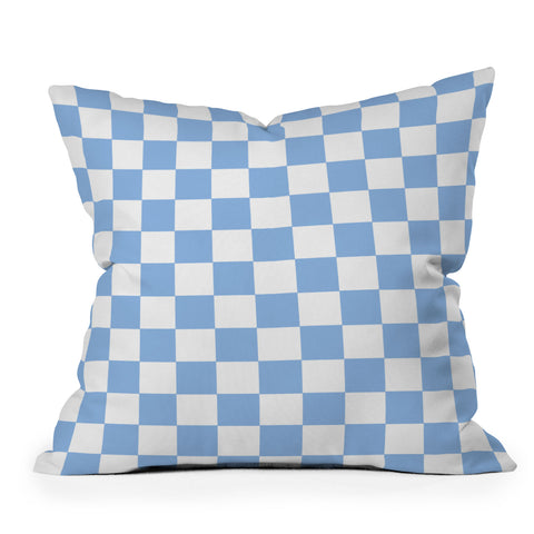 Tiger Spirit Checkerboard Light Blue Outdoor Throw Pillow