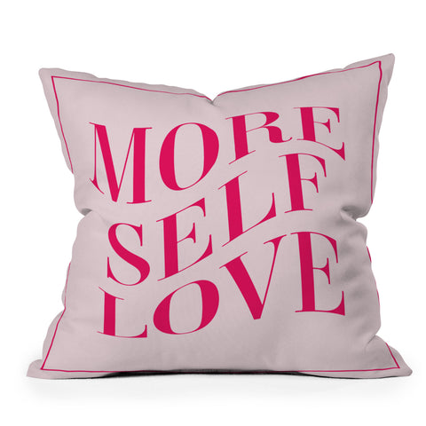 Tiger Spirit More Self Love Pink Outdoor Throw Pillow