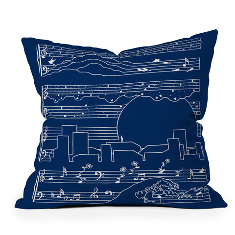 Tobe Fonseca The Moonlight Sonata Blue Outdoor Throw Pillow