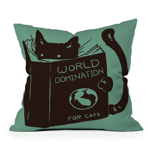 Tobe Fonseca World Domination for Cats Green Outdoor Throw Pillow