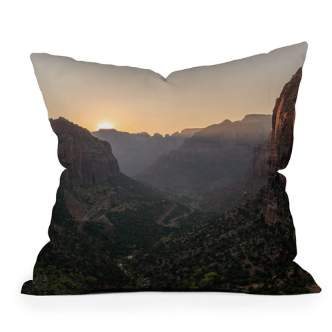 TristanVision Sunkissed Canyon Zion National Park Outdoor Throw Pillow
