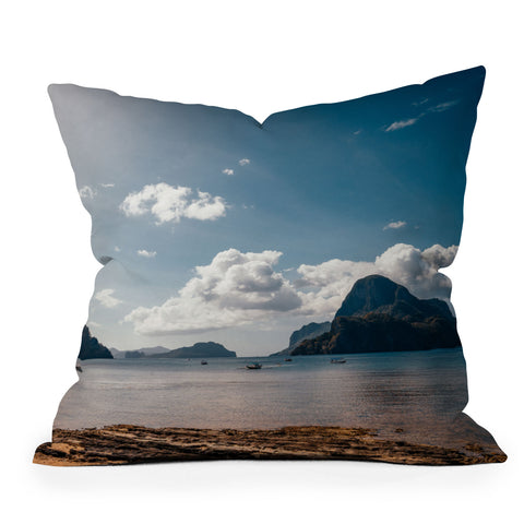 TristanVision Tropical Beach Philippines Paradise Outdoor Throw Pillow