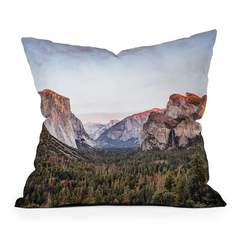 TristanVision Yosemite Tunnel View Sunset Outdoor Throw Pillow