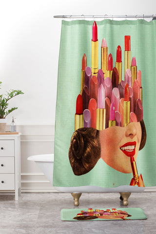 Tyler Varsell Lipstick Mint Shower Curtain And Mat