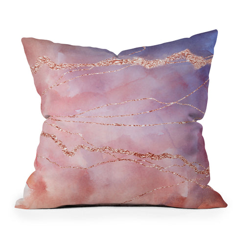 UtArt Blush and Purple Sky with Rose Outdoor Throw Pillow