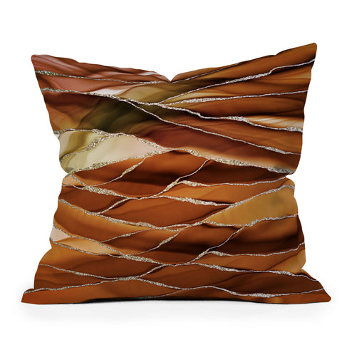 UtArt Desert Hot Copper Marble Landscapes Outdoor Throw Pillow