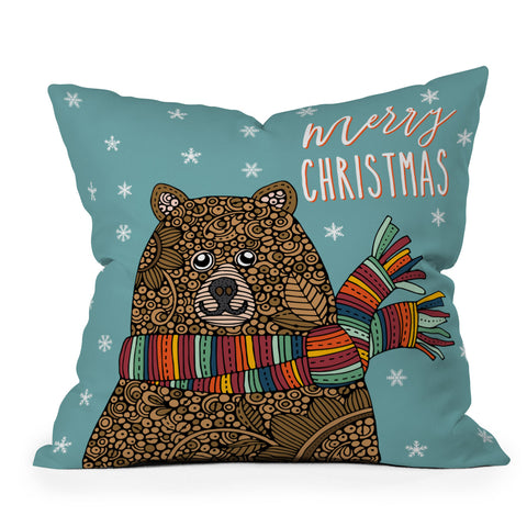 Valentina Ramos Christmas Bear Outdoor Throw Pillow