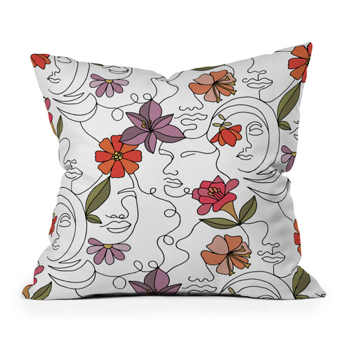 Valentina Ramos Faces and Flowers Outdoor Throw Pillow