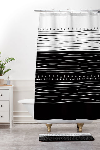 Viviana Gonzalez Black and white collection 01 Shower Curtain And Mat