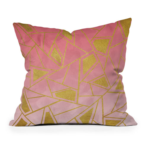 Viviana Gonzalez Geometric pink and gold Outdoor Throw Pillow