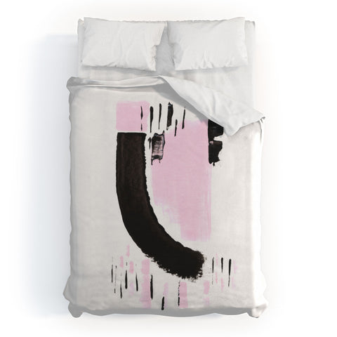 Viviana Gonzalez Minimal black and pink I Duvet Cover