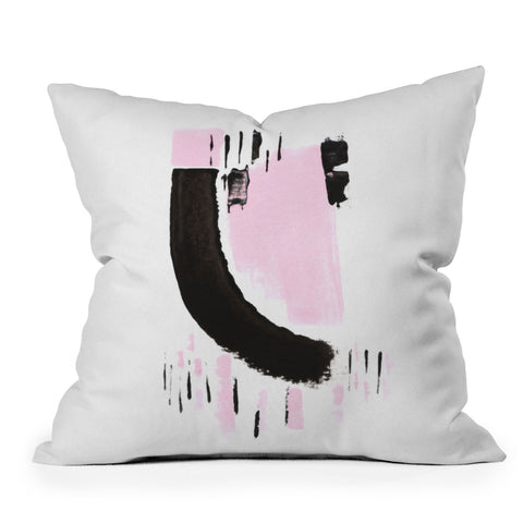 Viviana Gonzalez Minimal black and pink I Outdoor Throw Pillow
