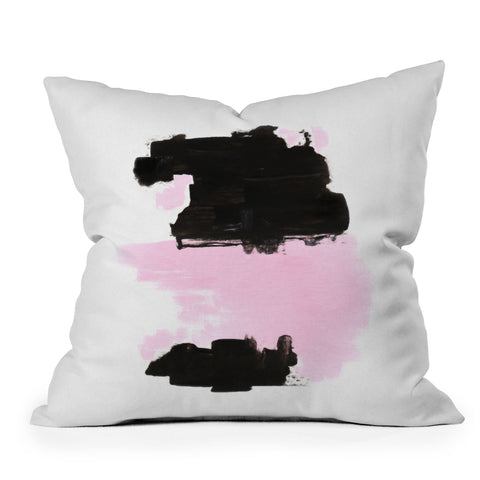 Viviana Gonzalez Minimal black and pink III Outdoor Throw Pillow