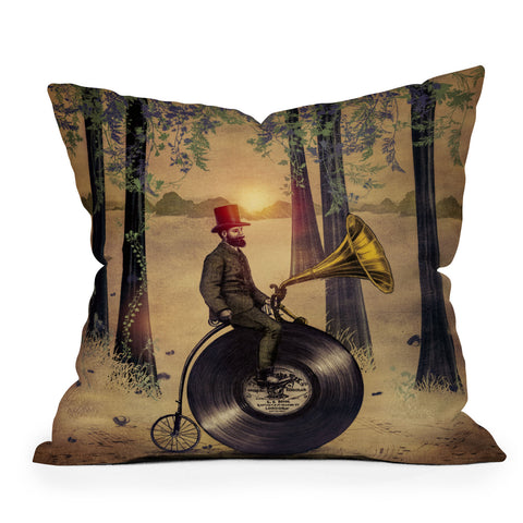 Viviana Gonzalez Music man in the forest Outdoor Throw Pillow