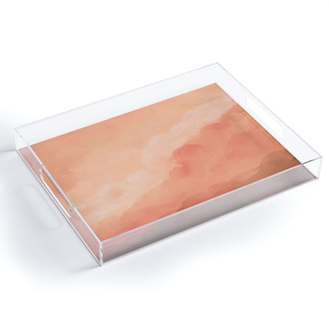 Viviana Gonzalez Peach Fuzz Watercolor Clouds Acrylic Tray