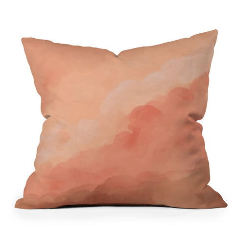 Viviana Gonzalez Peach Fuzz Watercolor Clouds Outdoor Throw Pillow