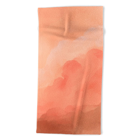 Viviana Gonzalez Peach Fuzz Watercolor Clouds Beach Towel