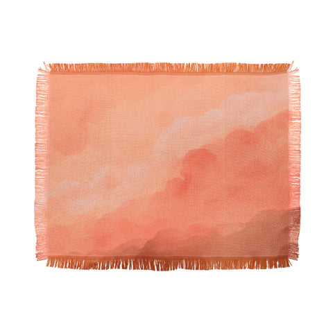 Viviana Gonzalez Peach Fuzz Watercolor Clouds Throw Blanket