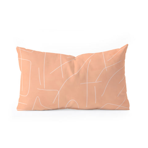 Viviana Gonzalez Peach Lineal Abstract Oblong Throw Pillow
