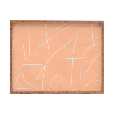 Viviana Gonzalez Peach Lineal Abstract Rectangular Tray