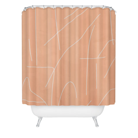 Viviana Gonzalez Peach Lineal Abstract Shower Curtain
