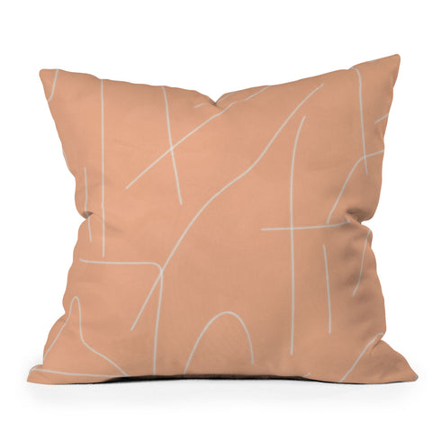 Viviana Gonzalez Peach Lineal Abstract Outdoor Throw Pillow