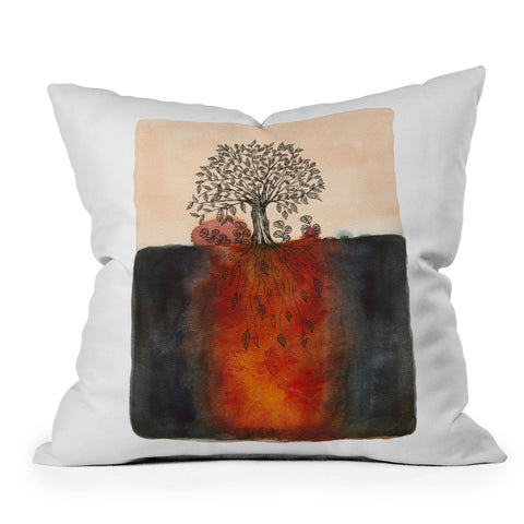 Viviana Gonzalez Watercolor Lone Tree Outdoor Throw Pillow