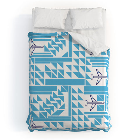 Vy La Airplanes And Triangles Duvet Cover