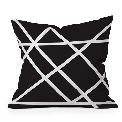 Vy La Black and White Lines Outdoor Throw Pillow