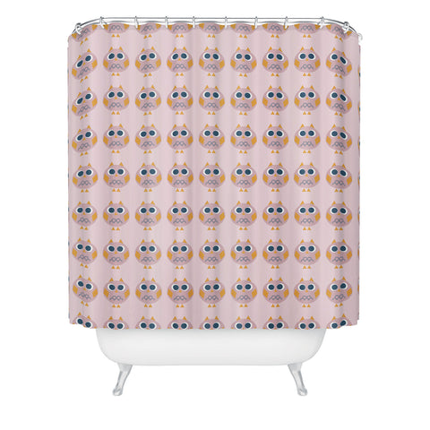 Vy La Geo Owl Print Pink Shower Curtain