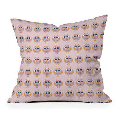 Vy La Geo Owl Print Pink Outdoor Throw Pillow