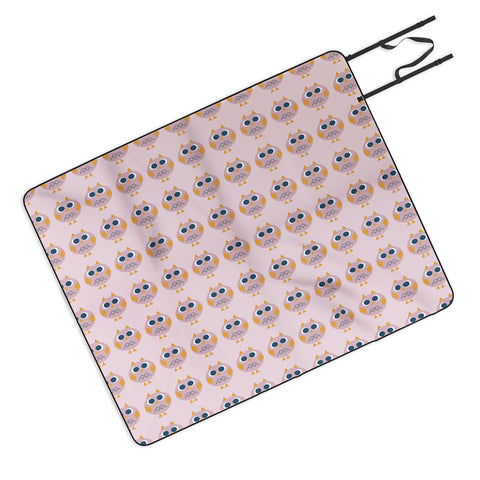 Vy La Geo Owl Print Pink Picnic Blanket