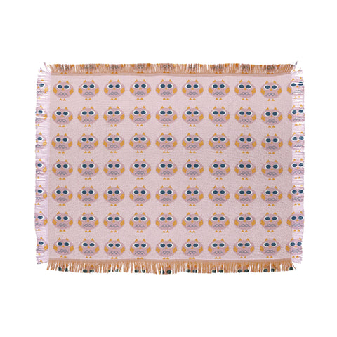 Vy La Geo Owl Print Pink Throw Blanket