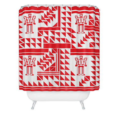 Vy La Robots And Triangles Shower Curtain