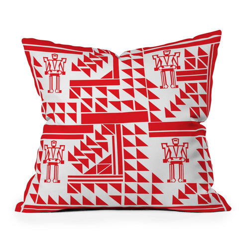 Vy La Robots And Triangles Throw Pillow